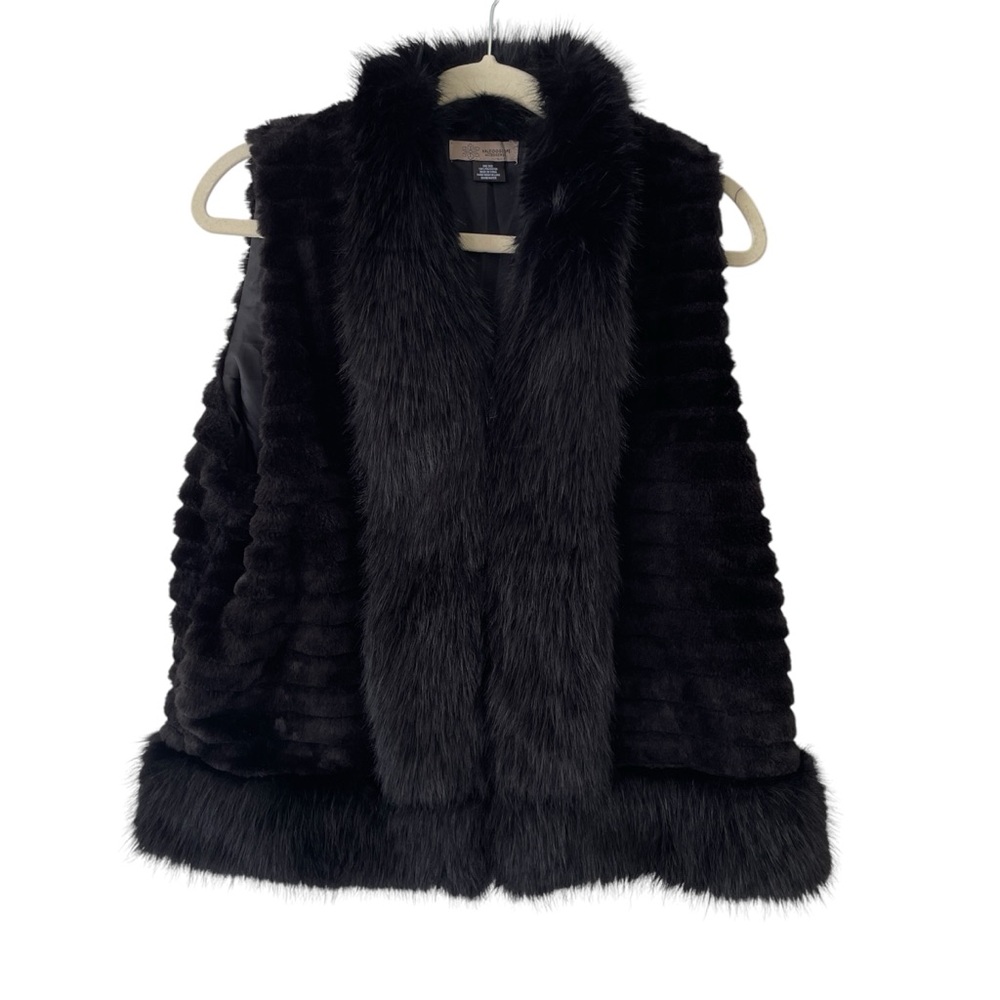 Kaleidoscope Vest Faux Fur Black Zippered with Pockets‎